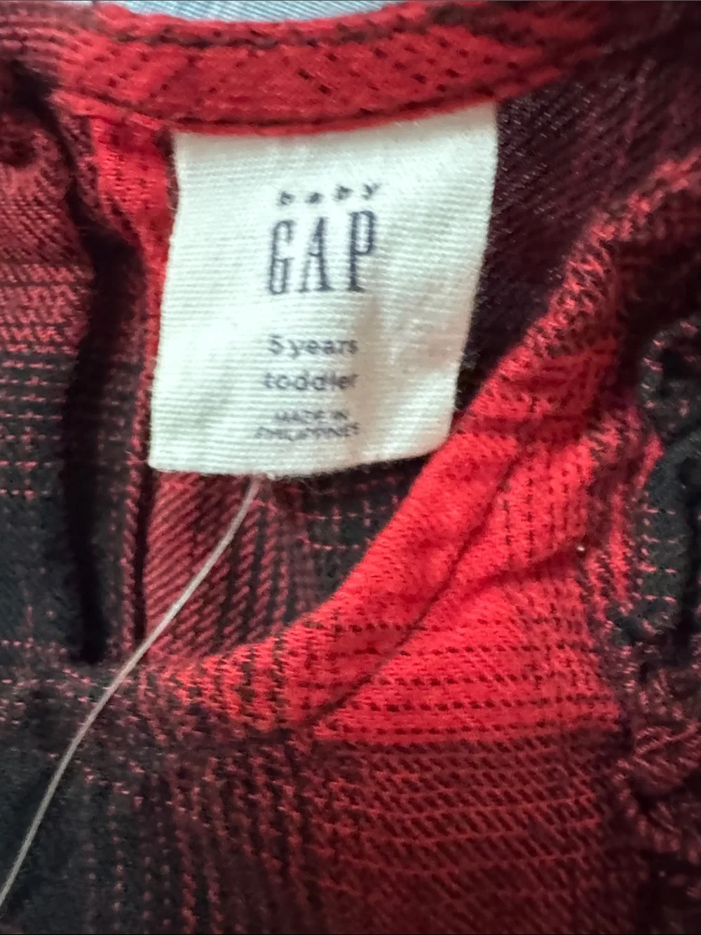GAP Red and Black Plaid Long-Sleeve Ruffle Kids Dress